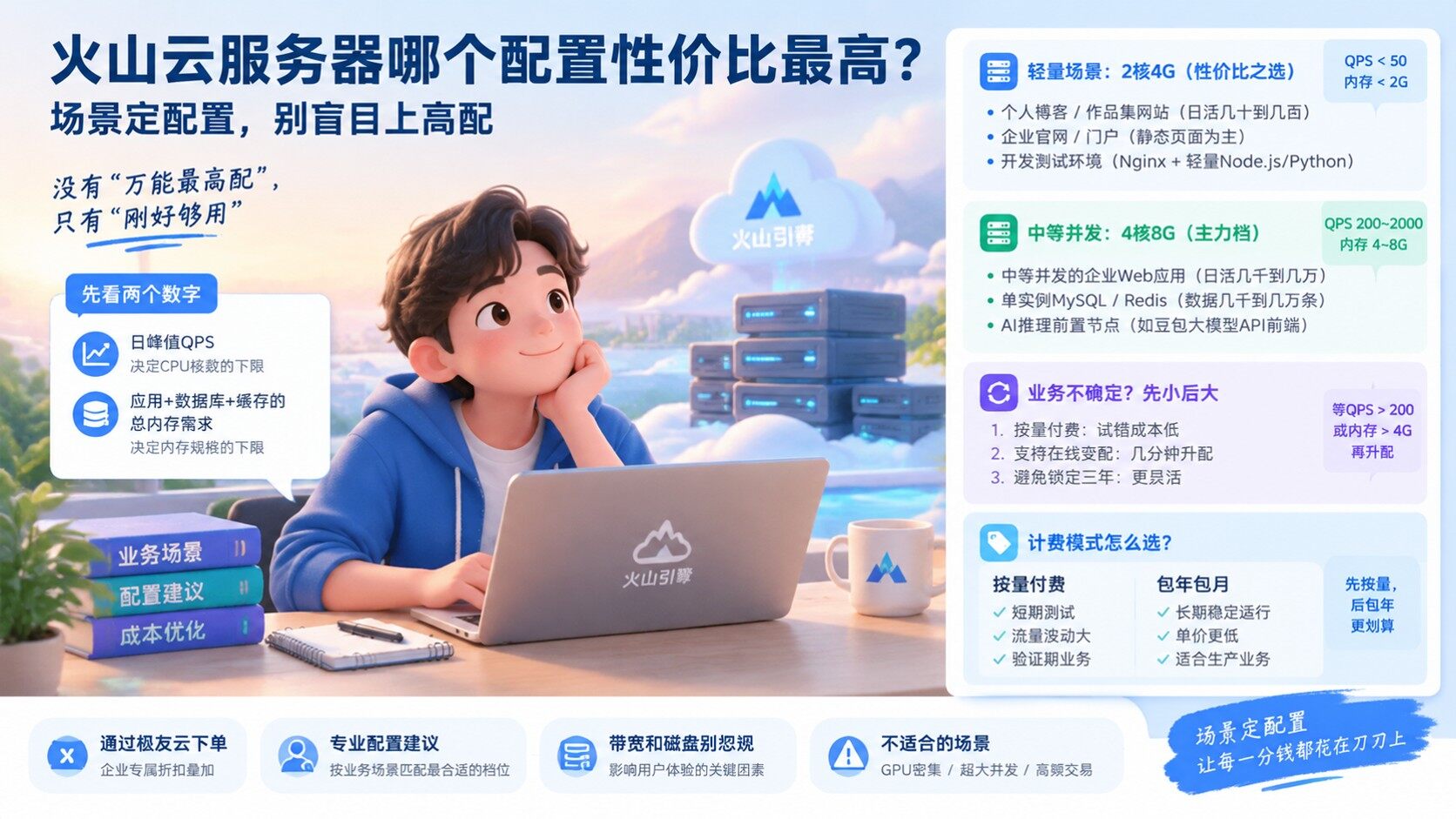 火山云服务器高性价比配置：业务场景与预算对照