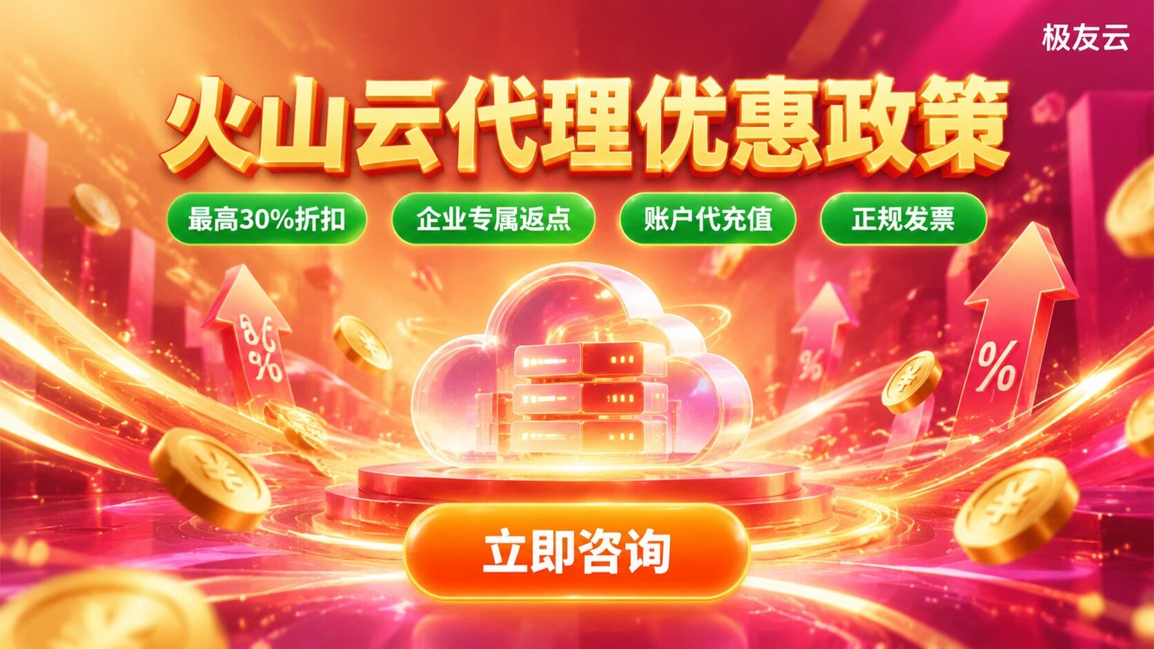 火山云代理优惠政策：企业折扣、返点与购买流程