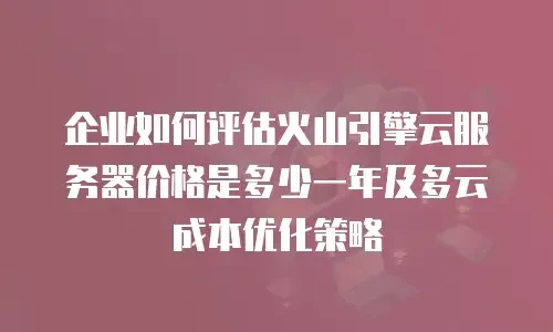 企业如何评估火山引擎云服务器价格是多少一年及多云成本优化策略