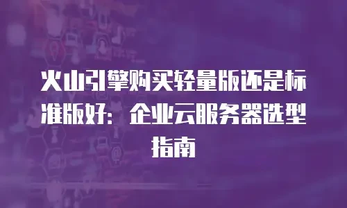 火山引擎购买轻量版还是标准版好：企业云服务器选型指南