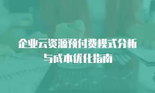 企业云资源预付费模式分析与成本优化指南