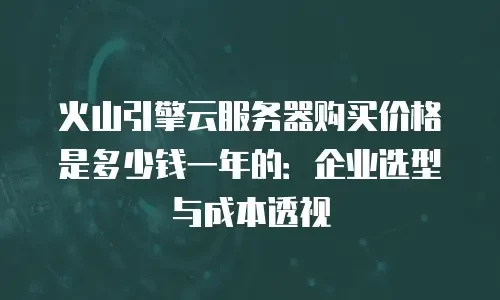 火山引擎云服务器购买价格是多少钱一年的：企业选型与成本透视