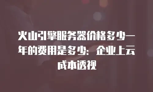 火山引擎服务器价格多少一年的费用是多少：企业上云成本透视
