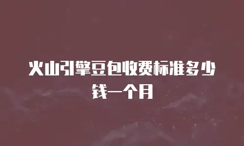 火山引擎豆包收费标准多少钱一个月