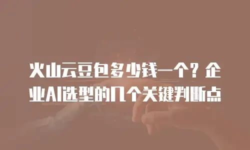 火山云豆包多少钱一个？企业AI选型的几个关键判断点