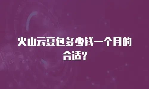 火山云豆包多少钱一个月的合适？