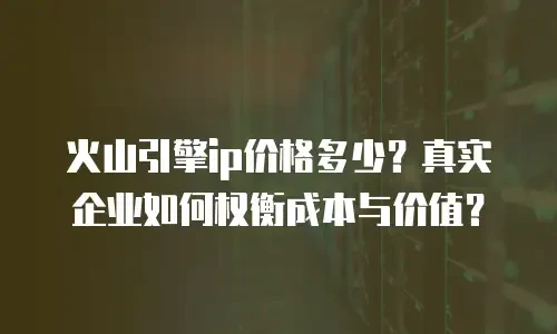 火山引擎ip价格多少？真实企业如何权衡成本与价值？