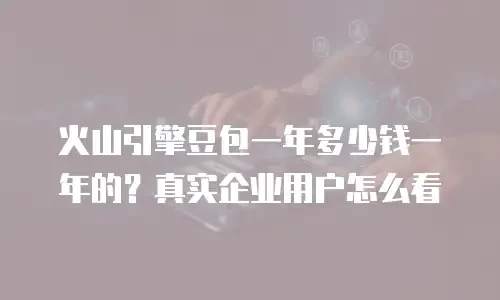 火山引擎豆包一年多少钱一年的？真实企业用户怎么看