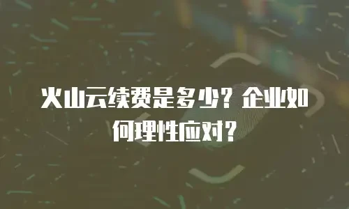 火山云续费是多少？企业如何理性应对？