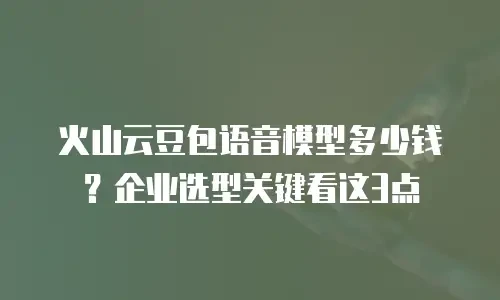 火山云豆包语音模型多少钱？企业选型关键看这3点