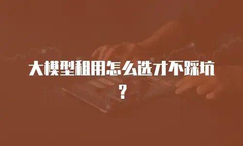 大模型租用怎么选才不踩坑？