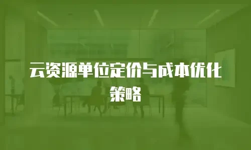 云资源单位定价与成本优化策略