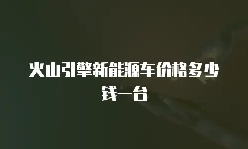火山引擎新能源车价格多少钱一台