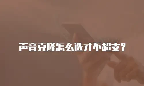 声音克隆怎么选才不超支？