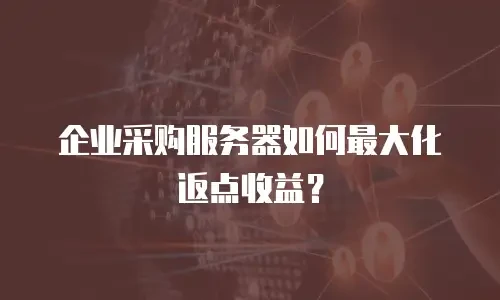 企业采购服务器如何最大化返点收益？