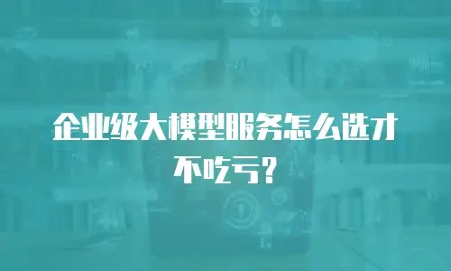 企业级大模型服务怎么选才不吃亏？