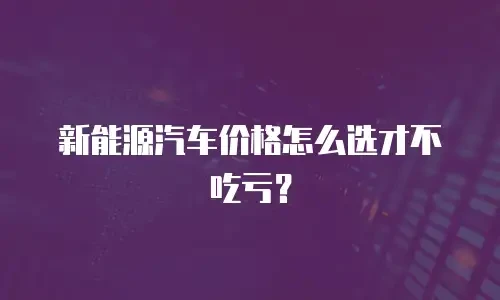 新能源汽车价格怎么选才不吃亏？