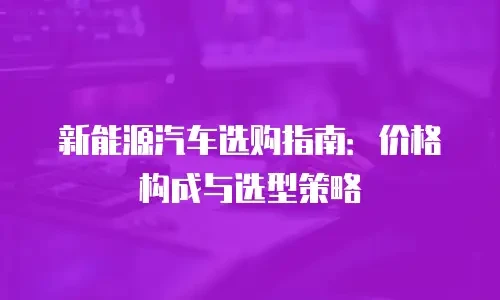 新能源汽车选购指南：价格构成与选型策略