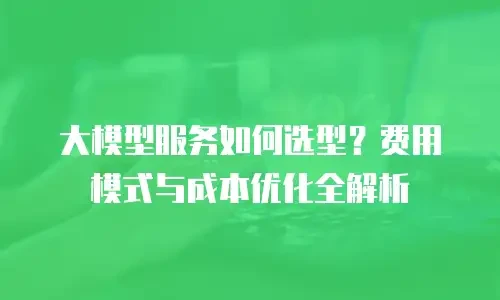 大模型服务如何选型？费用模式与成本优化全解析