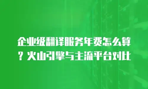 企业级翻译服务年费怎么算？火山引擎与主流平台对比