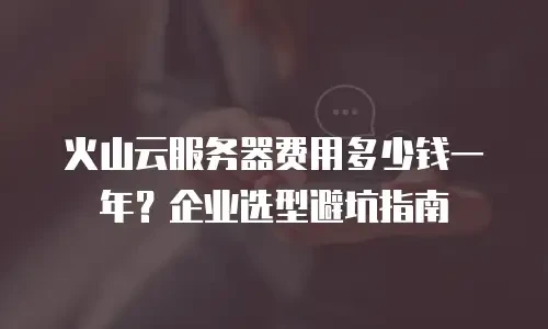 火山云服务器费用多少钱一年？企业选型避坑指南