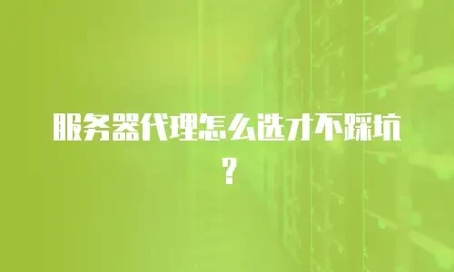 服务器代理怎么选才不踩坑？